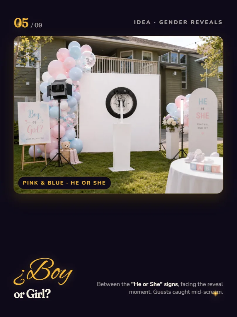 Gender reveals — mirror photo booth