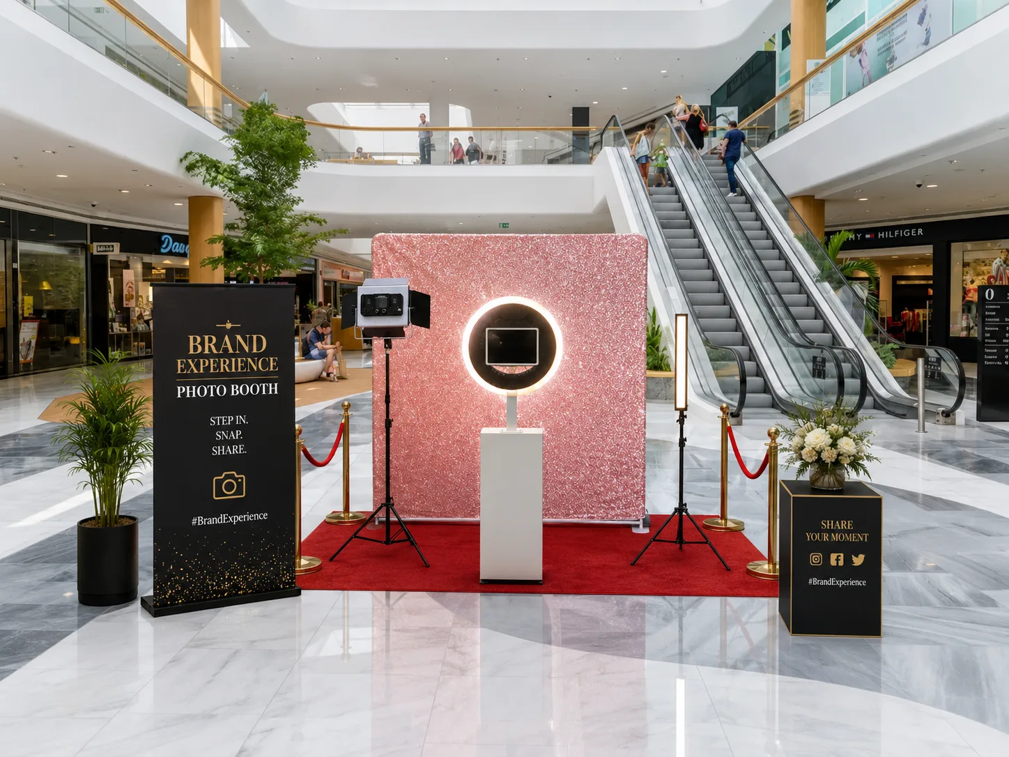 Corporate brand activation photo booth at a mall